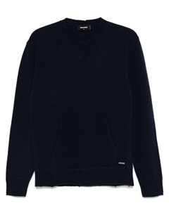 Свитер с карманом-кенгуру, синий Dsquared2