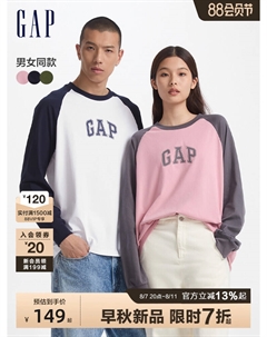 Футболка с длинными рукавами-реглан, розовый Gap