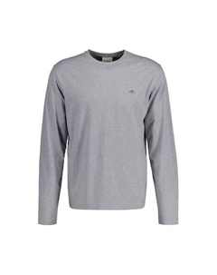 Хлопковая блузка Shield с овальным вырезом, серый Gant