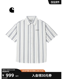 Рубашка мужская с логотипом и вышивкой в полоску, синий Carhartt wip