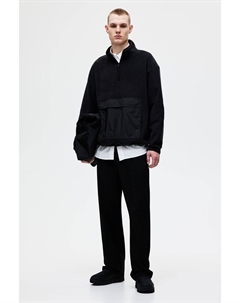 Флисовая рубашка свободного кроя, черный H&m