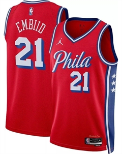 Jordan Мужская красная майка Nike Philadelphia 76ers Joel Embiid #21 Dri-FIT Swingman Air jordan