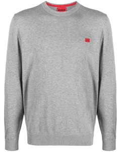 Джемпер тонкой вязки с нашивкой-логотипом, серый Hugo