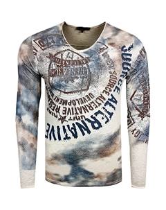 Рубашка с длинными рукавами и классным принтом спереди, бежевый Rusty neal