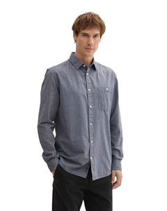 Рубашка с длинными рукавами и нагрудным карманом, цвет морской волны Tom tailor