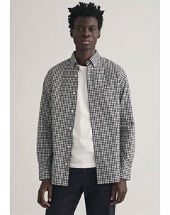 Рубашка с длинными рукавами "REG POPLIN GINGHAM SHIRT" и вышитым логотипом на груди, черный Gant