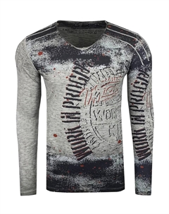 Рубашка с длинными рукавами и классным принтом по всей поверхности, антрацит Rusty neal