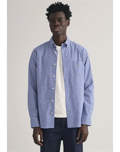 Рубашка с длинными рукавами "REG POPLIN GINGHAM SHIRT" и вышитым логотипом на груди, синий Gant