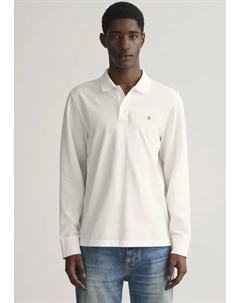 Рубашка-поло "REG SHIELD LS PIQUE RUGGER" с вышитым логотипом на груди, белый Gant