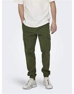 Брюки-карго "ONSCARTER LIFE CARGO CUFF 0013 PANT NOOS", оливковый Only & sons