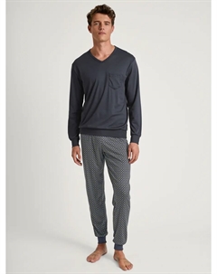 Пижама "Relax Swiss Edition" (2 шт.), с мягкими манжетами на концах, антрацит Calida