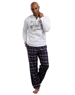 Пижама (2 шт., 1 шт.), с фланелевыми брюками, темно-синий H.i.s