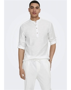 Рубашка с длинными рукавами "ONSCAIDEN LS HALFPLACKT LINEN SHIRT", белый Only & sons