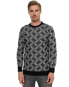 Вязаный свитер в великолепном клетчатом дизайне, серый Rusty neal