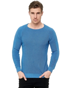 Вязаный свитер с современным круглым вырезом, синий Rusty neal