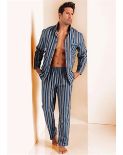 Пижама (2 шт., 1 шт.), мягкая фланель в полосатый дизайн, коричневый H.i.s