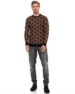 Вязаный свитер в великолепном клетчатом дизайне, желтый Rusty neal