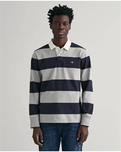 Рубашка для регби "REG SHIELD BARSTRIPE HEAVY RUGGER" с вышитым логотипом на груди, серый Gant