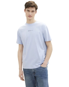 Джинсовая рубашка с круглым вырезом и логотипом, выполненная из чистого хлопка Denim, цвет Brunnera Blue Tom tailor