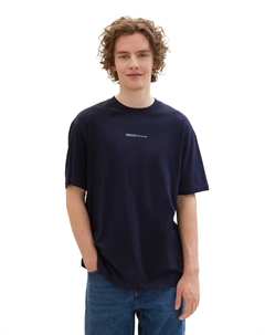 Джинсовая рубашка с круглым вырезом и логотипом, выполненная из чистого хлопка Denim, цвет морской волны Tom tailor