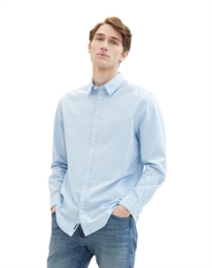 Рубашка с длинными рукавами и полосатым узором, синий Tom tailor