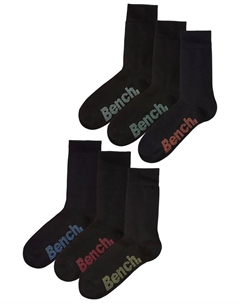 Носки (коробка, 6 пар) с разноцветными логотипами, черный Bench