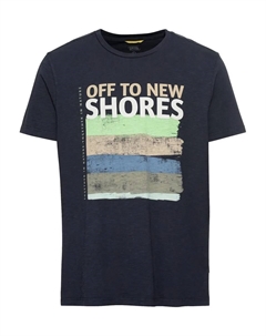 Рубашка с короткими рукавами и крупным принтом спереди, синий Camel active