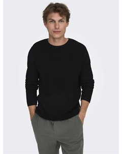 Вязаный свитер "ONSERIC REG 12 STRUC CREW KNIT", черный Only & sons