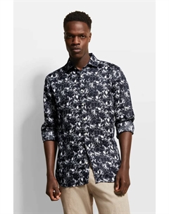 Рубашка с длинными рукавами, изготовлена ​​из 100% льна, цвет морской волны Bugatti