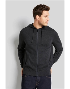 Свитер с круглым вырезом и вставкой из кашемира, серый Bugatti