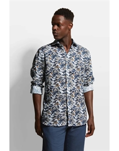 Рубашка с длинными рукавами и цветочным принтом, синий Bugatti