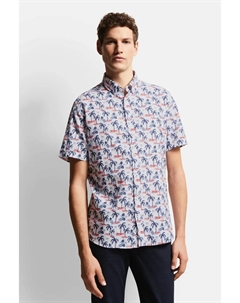 Рубашка с короткими рукавами и принтом пальм, синий Bugatti