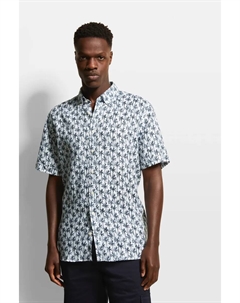 Рубашка с короткими рукавами и принтом пальм, синий Bugatti