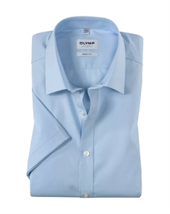 Рубашка с короткими рукавами "Level Five Body Fit", классическая, однотонная, голубой Olymp