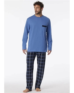 Пижама "Comfort Nightwear" (2 шт.), с V-образным вырезом и накладным нагрудным карманом, синий Schiesser