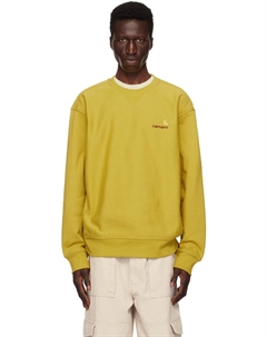 Толстовка цвета хаки с надписью American Script Carhartt work in progress