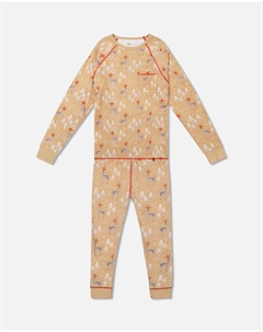 Семейный рождественский пижамный комплект из двух предметов для взрослых мужчин, цвет Nougat Printed Forest Reindeer Deux par deux