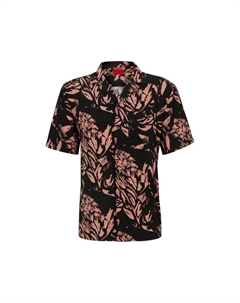 Рубашка свободного кроя из канвы с абстрактным принтом, цвет Light Red Hugo