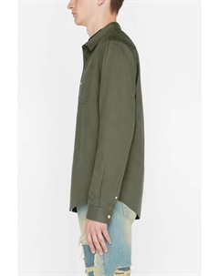 Рубашка из матового хлопка зеленого цвета хаки Frame