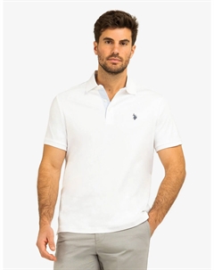 Футболка поло Solid Interlock With Woven Trim, белый U.s. polo assn.