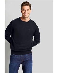 Свитер с круглым вырезом из чистого хлопка, цвет морской волны Bugatti