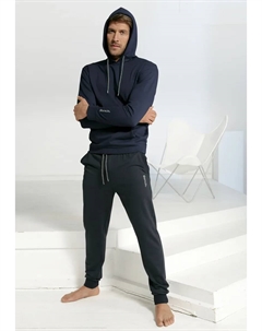 Толстовка для дома, длинный рукав, толстовка с круглым вырезом и капюшоном, смесь хлопка Loungewear, цвет морской волны Bench