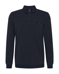 Рубашка-поло с длинными рукавами и изящной структурой, цвет морской волны Bugatti