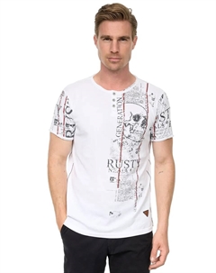 Футболка в поношенном виде с принтом по всей поверхности, белый Rusty neal