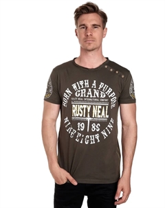 Футболка с планкой на пуговицах по бокам, хаки Rusty neal