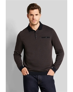 Двухцветная рубашка-поло с длинными рукавами, цвет Cognac Bugatti