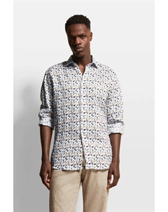 Рубашка с длинными рукавами, изготовлена ​​из 100% льна, синий Bugatti