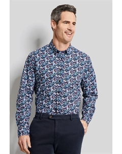 Рубашка с длинными рукавами, изготовленная из 100-процентного хлопка, цвет морской волны Bugatti