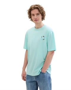 Джинсовая рубашка с круглым вырезом и принтом на спине Denim, цвет Classic Light Blue Tom tailor