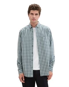 Рубашка в клетку "Виши" с планкой на пуговицах, цвет Dusty Mint Blue Vichy Check Tom tailor